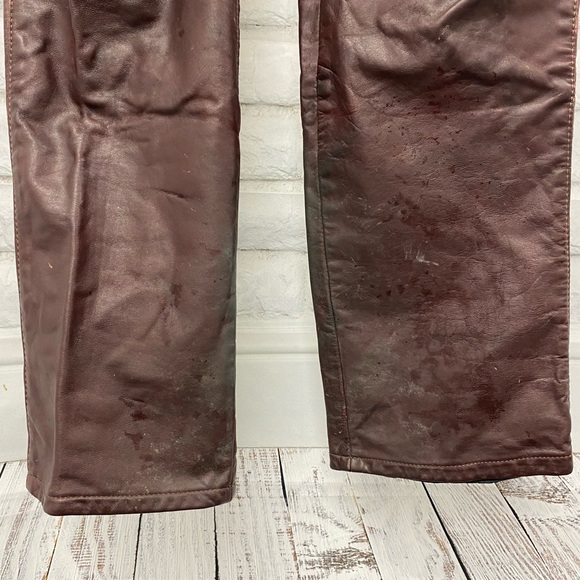 Vintage Taurus Leather Pant 34 Burgundy Brown - Picture 4 of 12